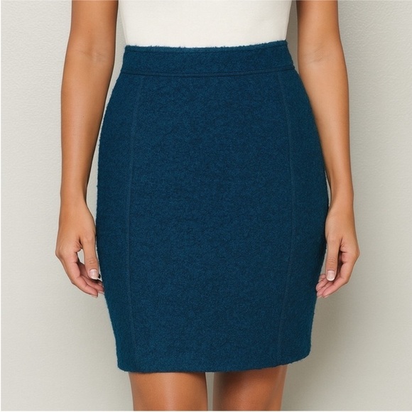 St. John Dresses & Skirts - St John Pencil Skirt Office Tailored Boucle Wool Mohair Silk Teal Blue Size 4